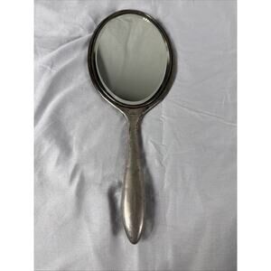 Alvin Sterling Silver Handheld Vanity Mirror Monogrammed Patina Antique USA